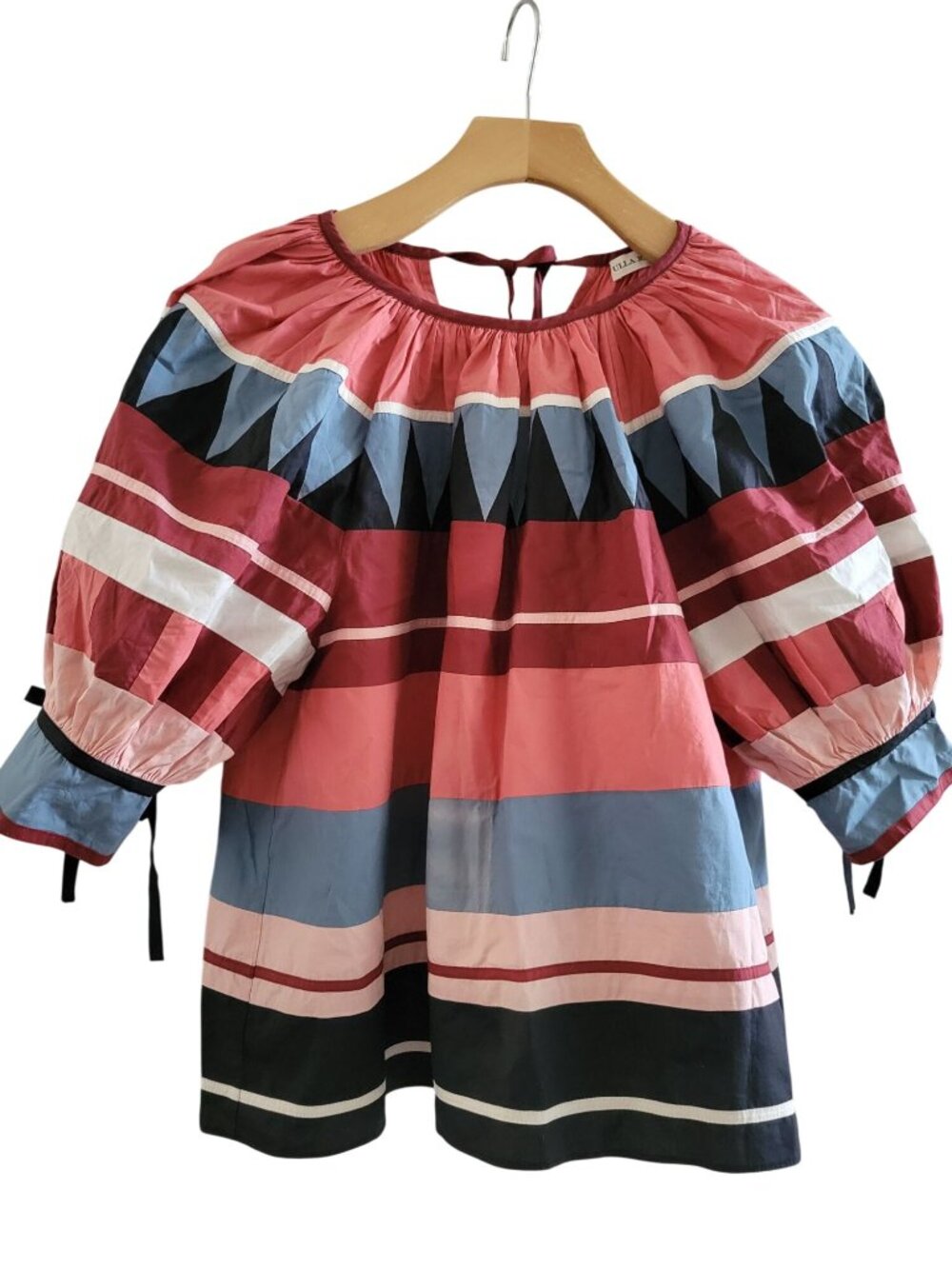 Ulla Johnson Kima Patchwork Shirt in Rose size 4 100% Cotton Maximalist Folk Art